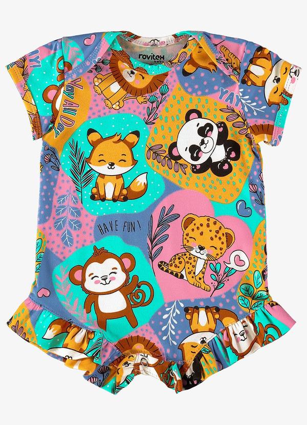 Rovi Kids - Macaquinho Infantil Feminino Bichinhos Verde