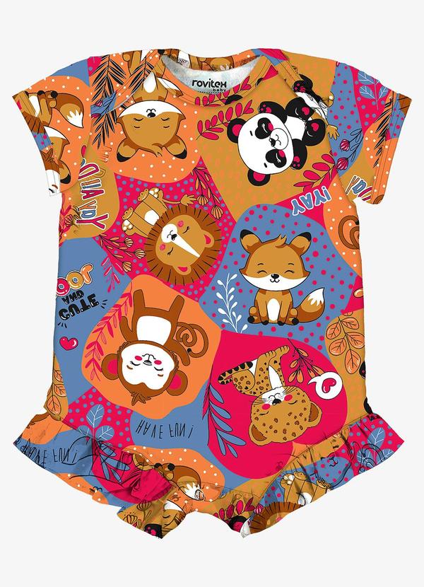 Rovi Kids - Macaquinho Infantil Menina Bichinhos Vermelho