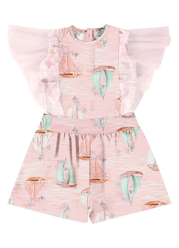 Kiki - Macaquinho Infantil Feminino Rosa