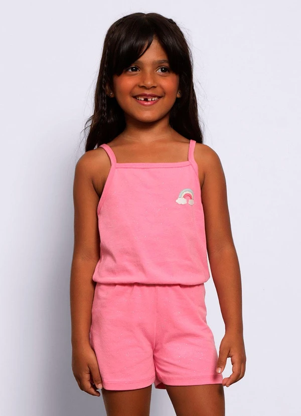 Torra - Macaquinho Infantil Glitter Arco Íris Rosa