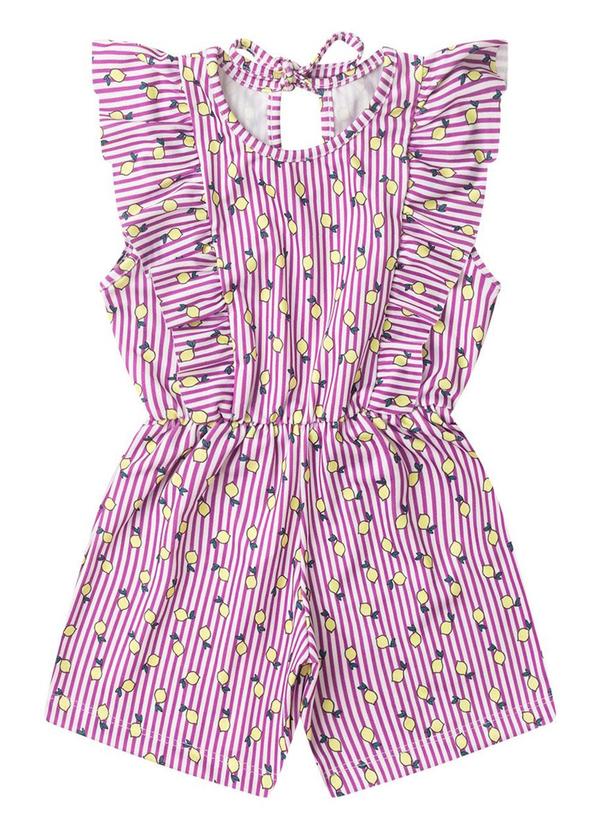 Rosa Azul - Macaquinho Infantil Iaia 100% Poliéster Roxo