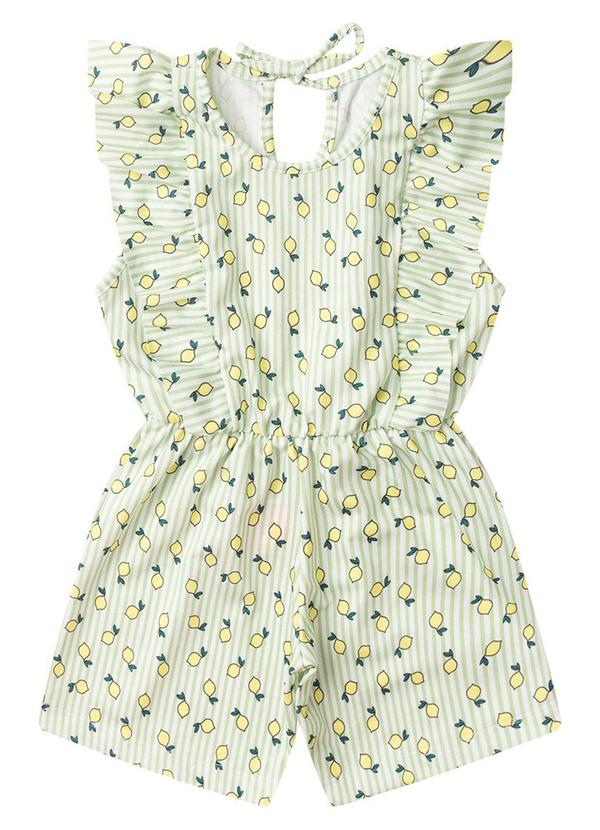 Rosa Azul - Macaquinho Infantil Iaia 100% Poliéster Verde