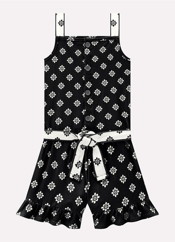 Milon - Macaquinho Infantil Menina em Cotton Preto 2