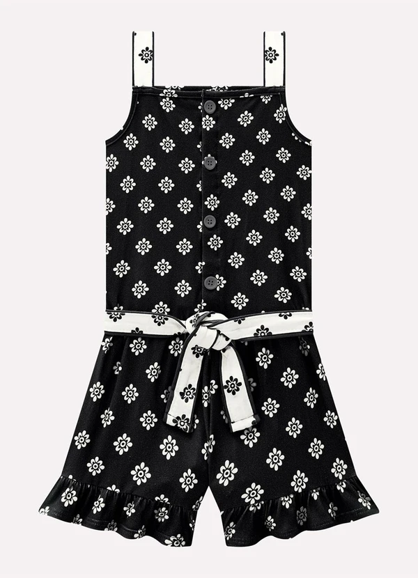 Milon - Macaquinho Infantil Menina em Cotton Preto 2