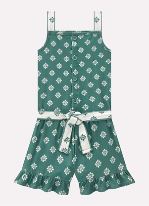 Milon - Macaquinho Infantil Menina em Cotton Verde - MILON