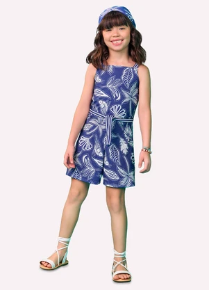 Nanai - Macaquinho Infantil Menina Estampa Azul - NANAI