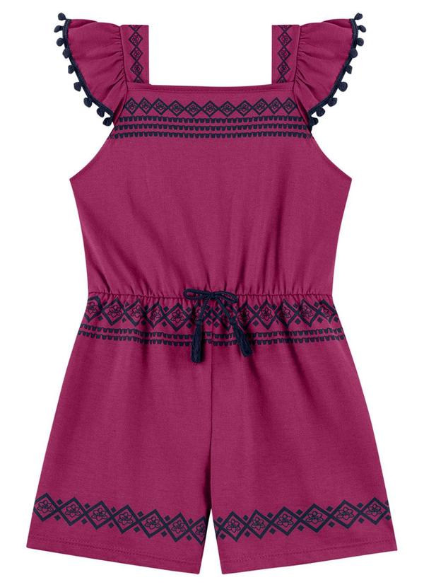 Nanai - Macaquinho Infantil Menina Estampado Rosa