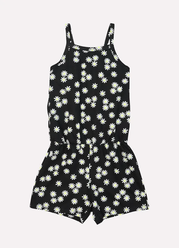 Kyly - Macaquinho Infantil Menina Flores Preto 2