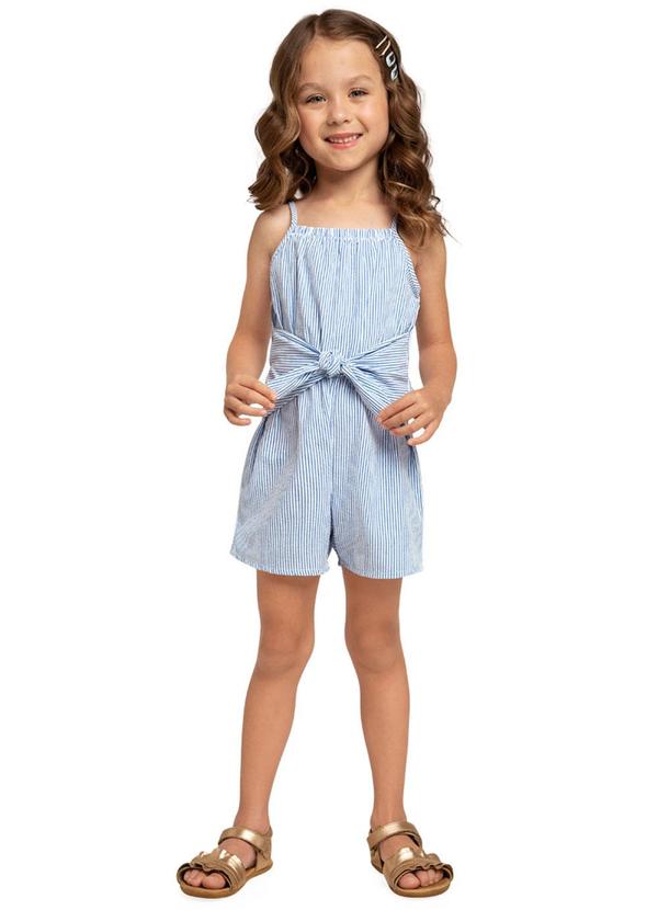 Milon - Macaquinho Infantil Menina Listrado Azul