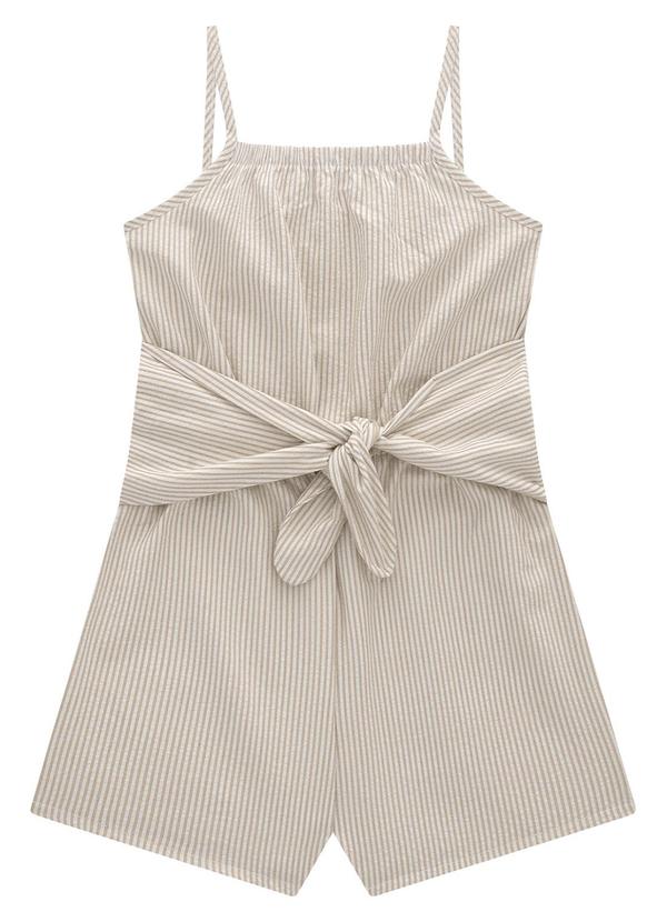 Milon - Macaquinho Infantil Menina Listrado Bege 1