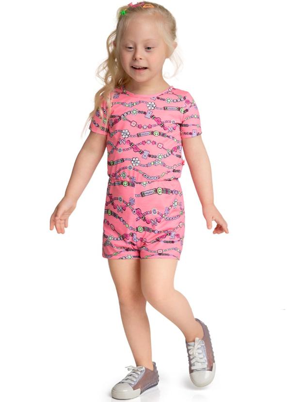 Marlan - Macaquinho Infantil Menina Meia Malha Fun Rosa