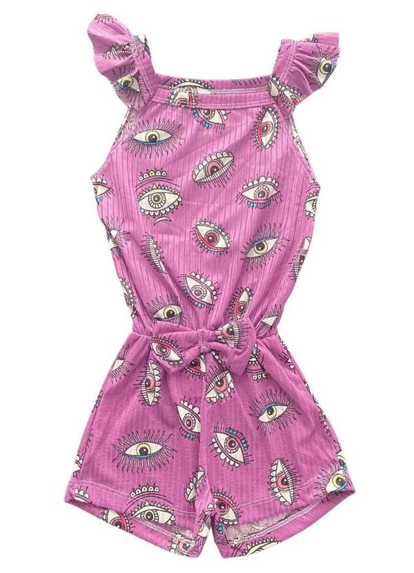 Rosa Azul - Macaquinho Infantil Menina Olhos Iaia Roxo