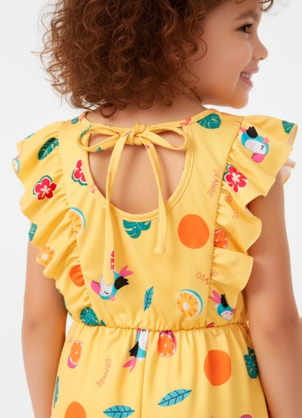 Rosa Azul - Macaquinho Infantil Menina Tropical Amarelo 2