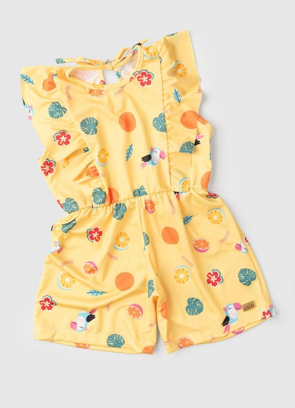Rosa Azul - Macaquinho Infantil Menina Tropical Amarelo 4