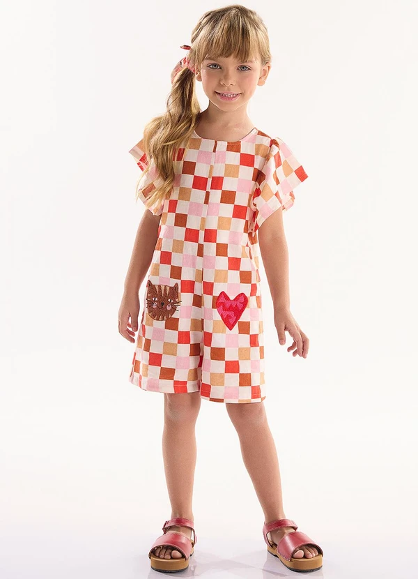 Três e Já - Macaquinho Infantil Viscolinho Bege