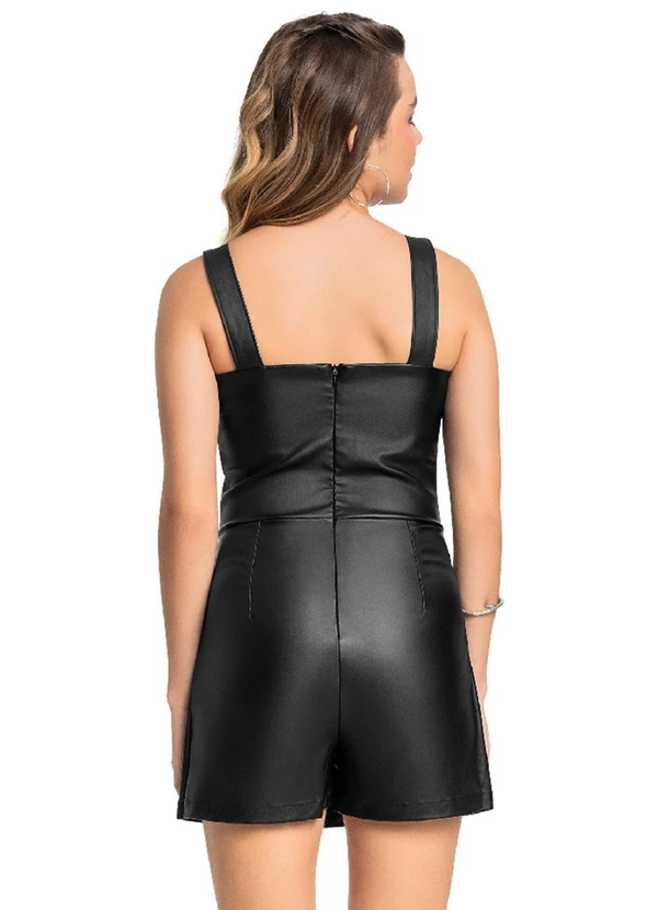 Gloss - Macaquinho Juvenil em Tecido Bengaline Preto 2