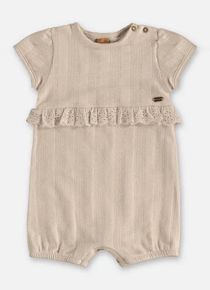 Up Baby - Macaquinho Malha Tricot Bebê Bege - UP BABY