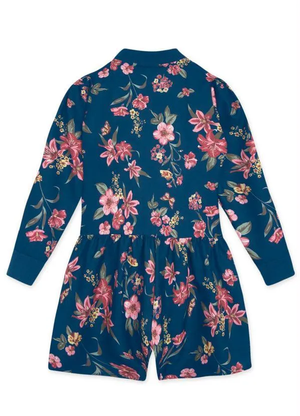 Marisol - Macaquinho Manga Longa Tecido Crepe Menina Azul 2