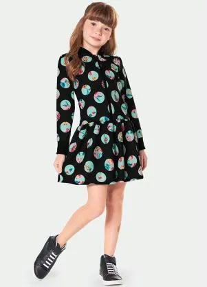 Marisol - Macaquinho Manga Longa Tecido Crepe Menina Preto - MARISOL