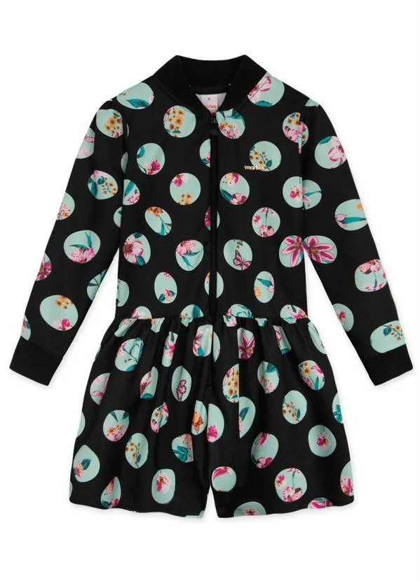 Marisol - Macaquinho Manga Longa Tecido Crepe Menina Preto 3