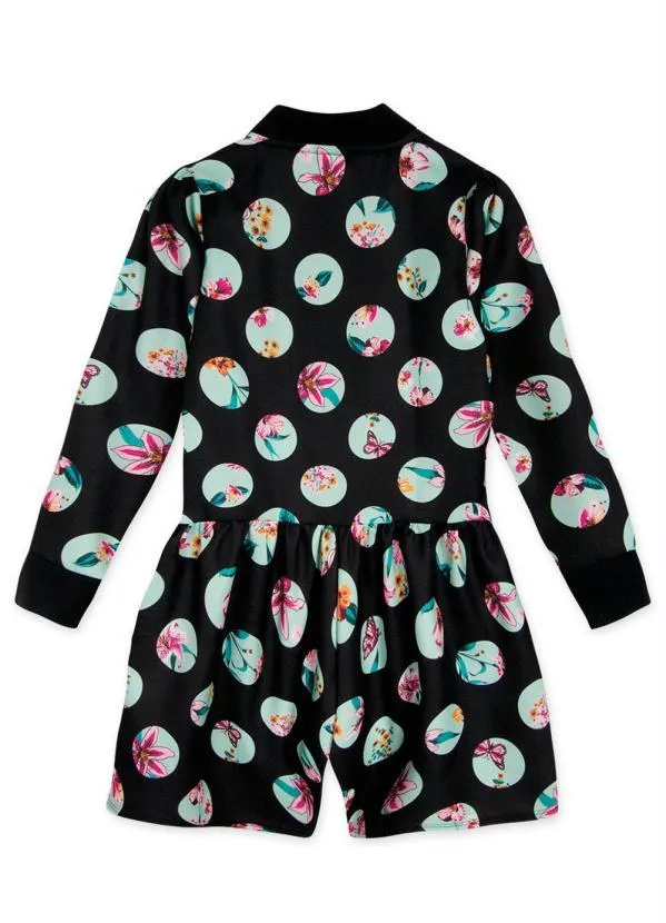 Marisol - Macaquinho Manga Longa Tecido Crepe Menina Preto 4