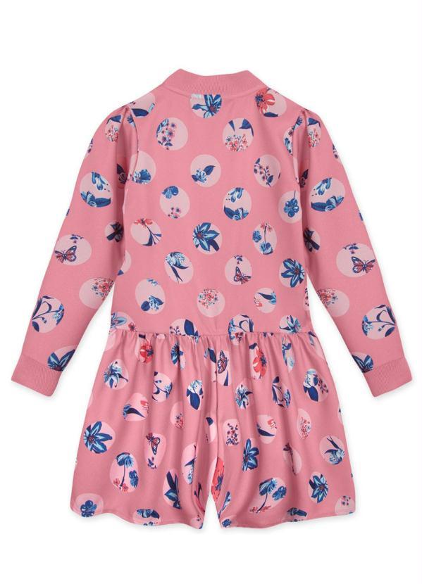 Marisol - Macaquinho Manga Longa Tecido Crepe Menina Rosa 2