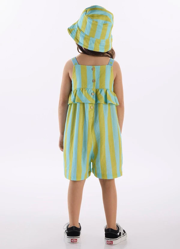 Três e Já - Macaquinho Menina com Linho Três e Já Verde 2