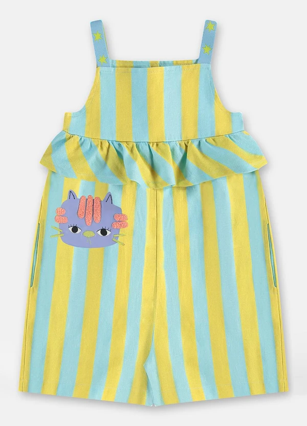 Três e Já - Macaquinho Menina com Linho Três e Já Verde 3