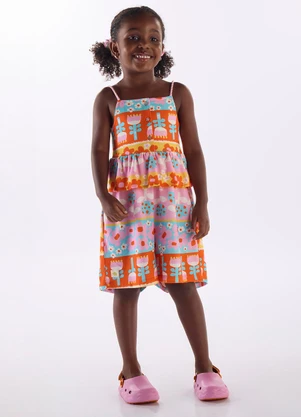 Três e Já - Macaquinho Menina em Algodão Azul - TRÊS E JÁ