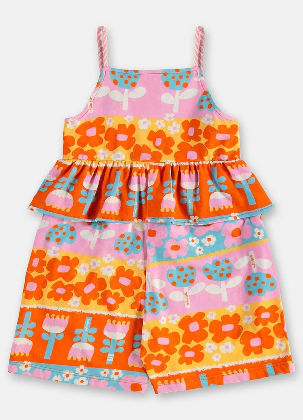 Três e Já - Macaquinho Menina em Algodão Azul 2