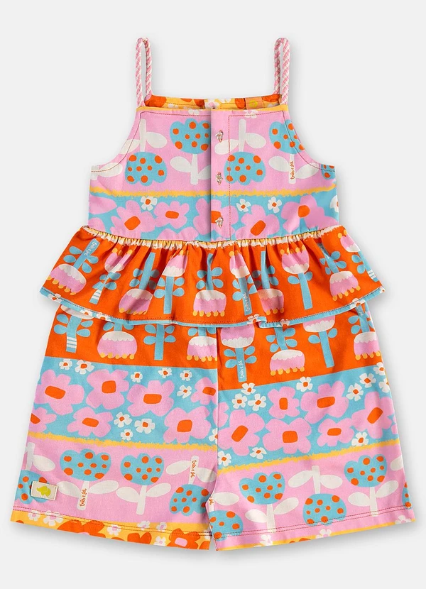 Três e Já - Macaquinho Menina em Algodão Azul 3