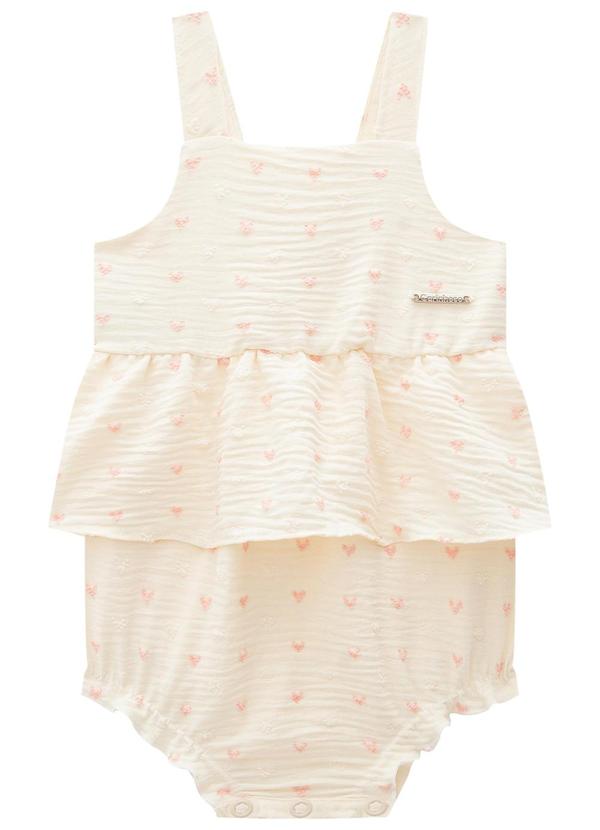 Carinhoso - Macaquinho Off White em Plumetis Coração 2