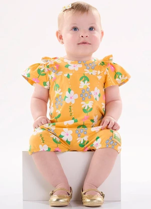 Up Baby - Macaquinho para Bebê em Cotton Laranja - UP BABY