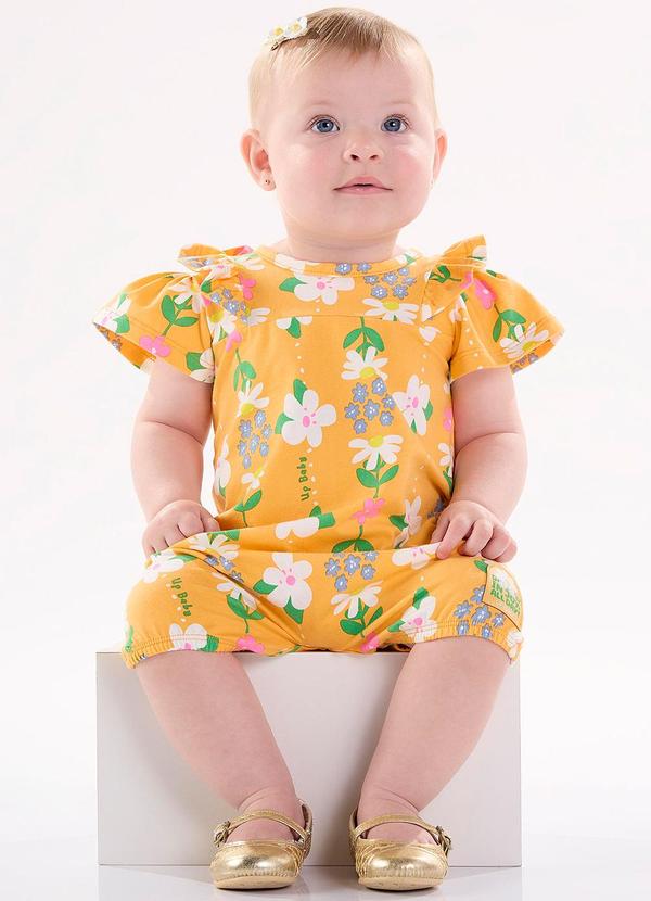 Up Baby - Macaquinho para Bebê em Cotton Laranja