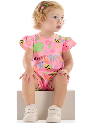 Quimby - Macaquinho para Bebê em Cotton Rosa - QUIMBY