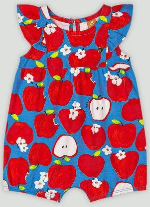 Macaquinho para Bebê Menina Maçã Up Baby Azul - UP BABY