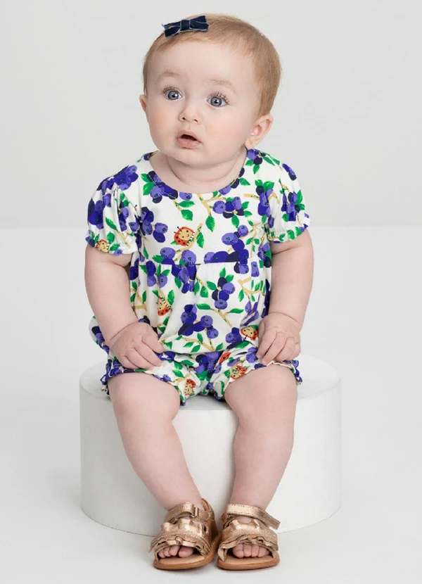 Up Baby - Macaquinho para Bebê Menina Up Baby Azul