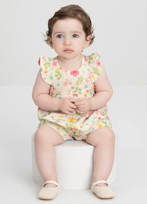 Macaquinho para Bebê Menina Up Baby Branco - UP BABY