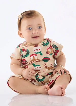 Macaquinho Pijama Bebê Unissex Up Baby Bege - UP BABY