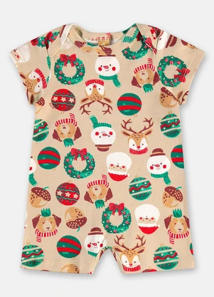 Up Baby - Macaquinho Pijama Bebê Unissex Bege - UP BABY