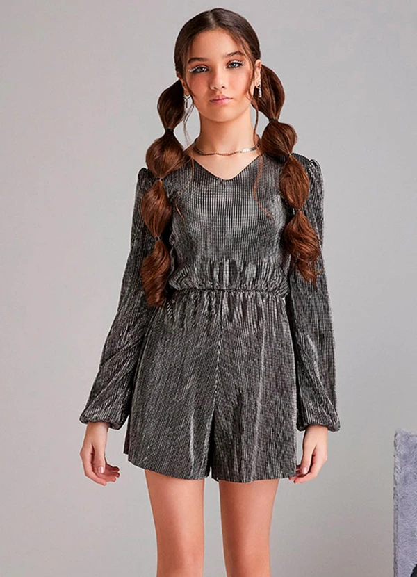 I Am - Macaquinho Prata com Brilho Prata