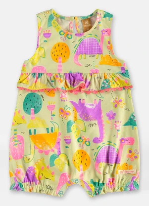 Up Baby - Macaquinho Regata Dinos Bebê Menina Verde - UP BABY