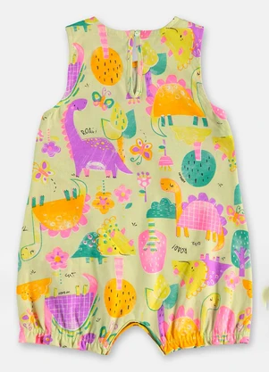 Up Baby - Macaquinho Regata Dinos Bebê Menina Verde - UP BABY