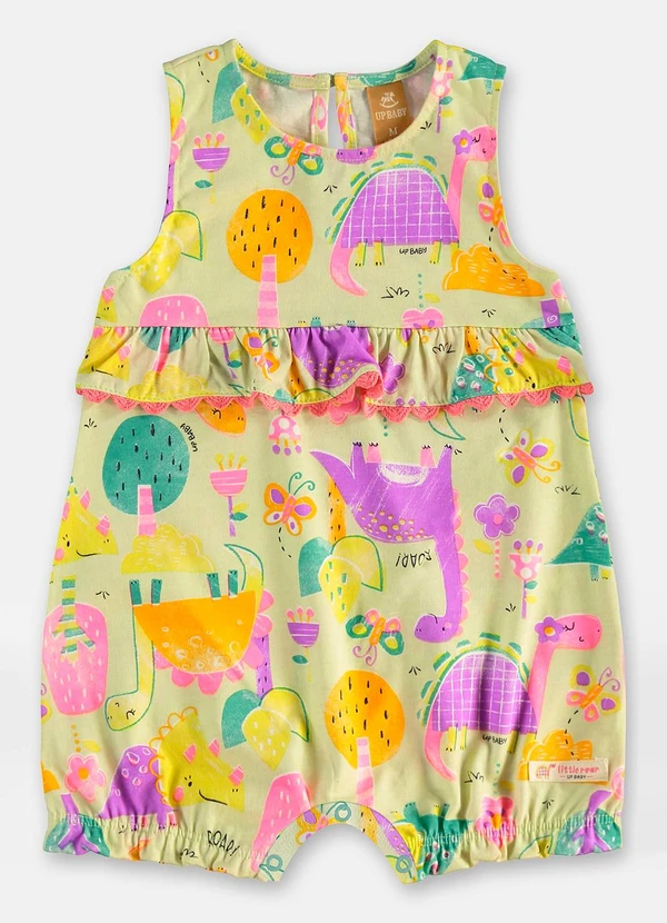 Up Baby - Macaquinho Regata Dinos Bebê Menina Verde