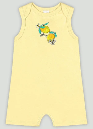 Macaquinho Regata para Bebê Menina Up Baby Amarelo - UP BABY