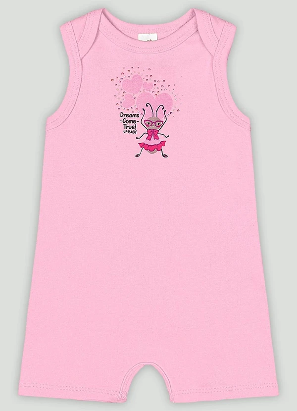 Up Baby - Macaquinho Regata para Bebê Menina Up Baby Rosa