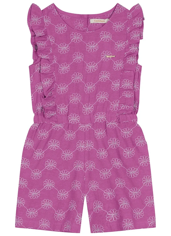 Carinhoso - Macaquinho Roxo em Linho Bordado