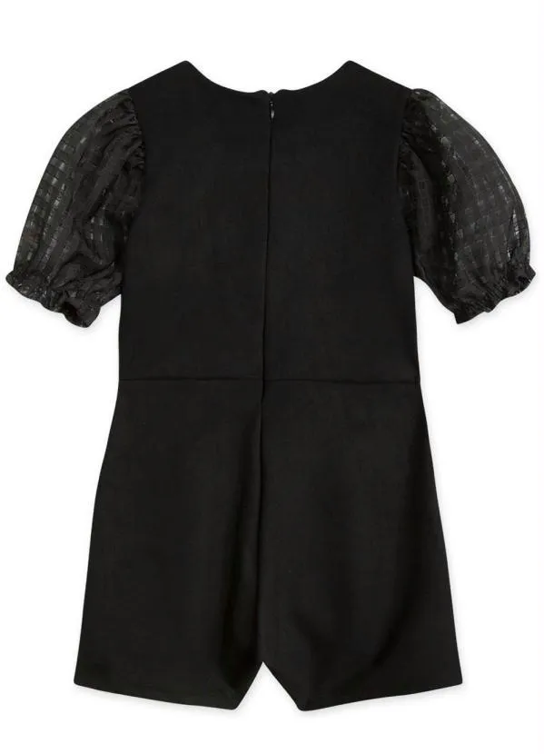 Marisol - Macaquinho Suede Manga Curta Menina Preto 4