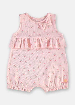 Up Baby - Macaquinho Suedine Bebê Menina Rosa - UP BABY