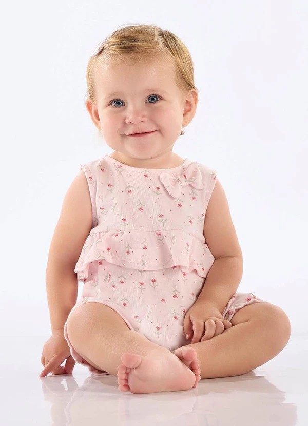 Up Baby - Macaquinho Suedine Bebê Menina Rosa